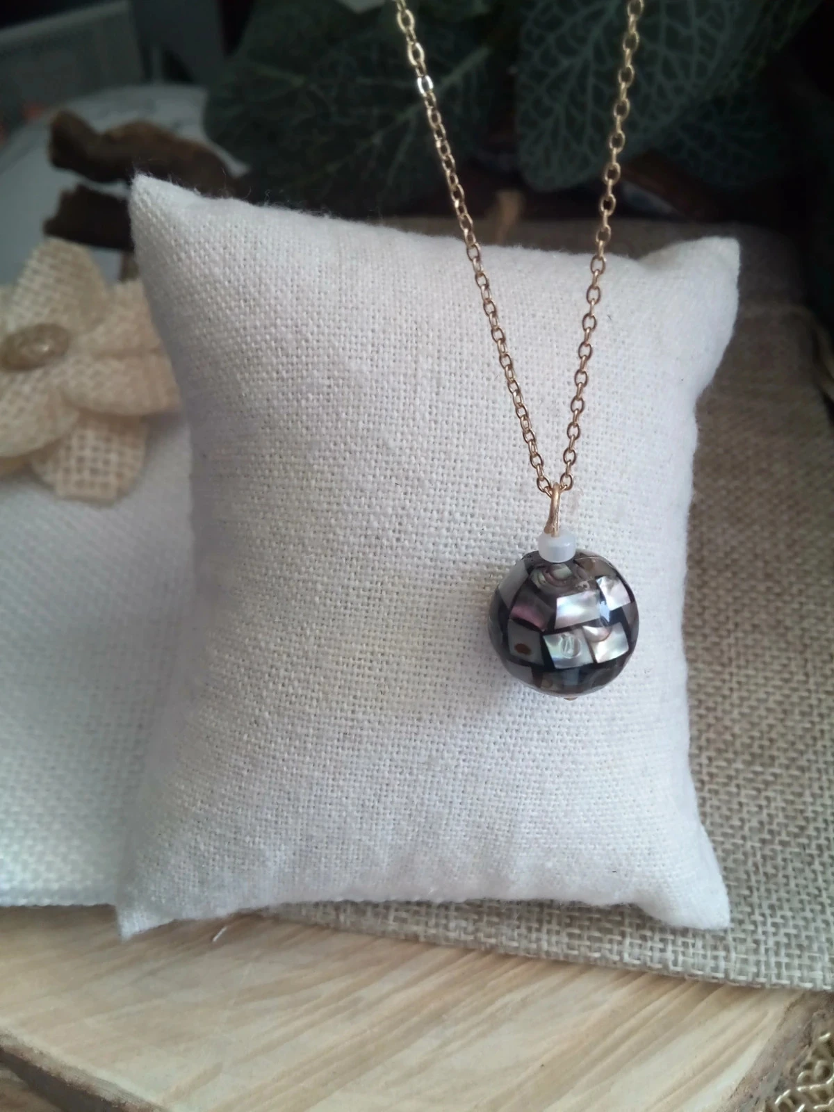 Collier bohemia pendentif nacre ormeaux – photo 2